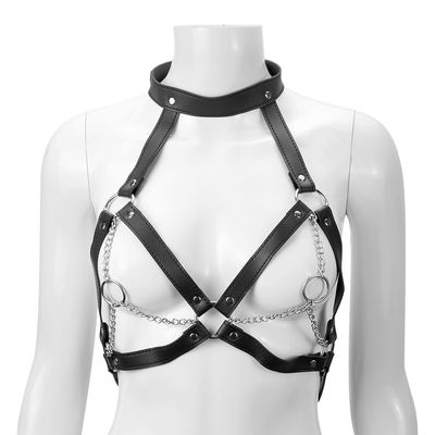 Кабалы фетиша секса PU CE танк 62cm Halter черной кожаной эротичный