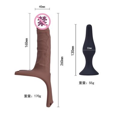 Ремень фаллоимитатора 26cm Hollw чашки всасывания силикона OEM на изогнутом Дуне