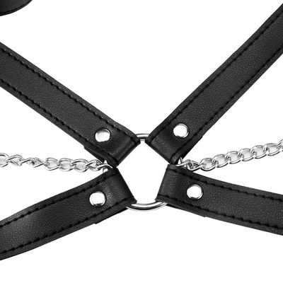 Кабалы фетиша секса PU CE танк 62cm Halter черной кожаной эротичный